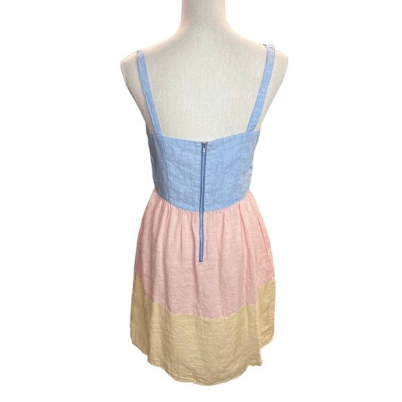 Cynthia Rowley linen mini sundress color block spring European summer - Picture 5 of 7